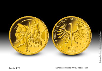 Goldmünze 100 Euro Faust- Goethe 2023 1/2 Unze 